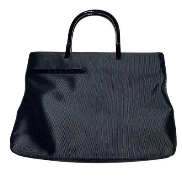 Vintage PRADA Black Textured Nylon Plastic Handle Tote Bag - Picture 1 of 9